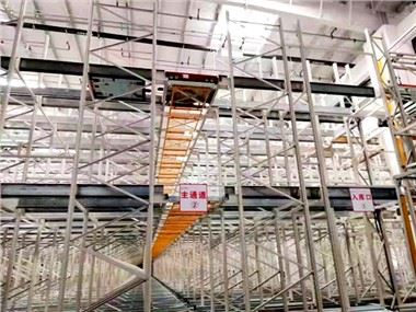 Warehouse storage radio shuttle rack